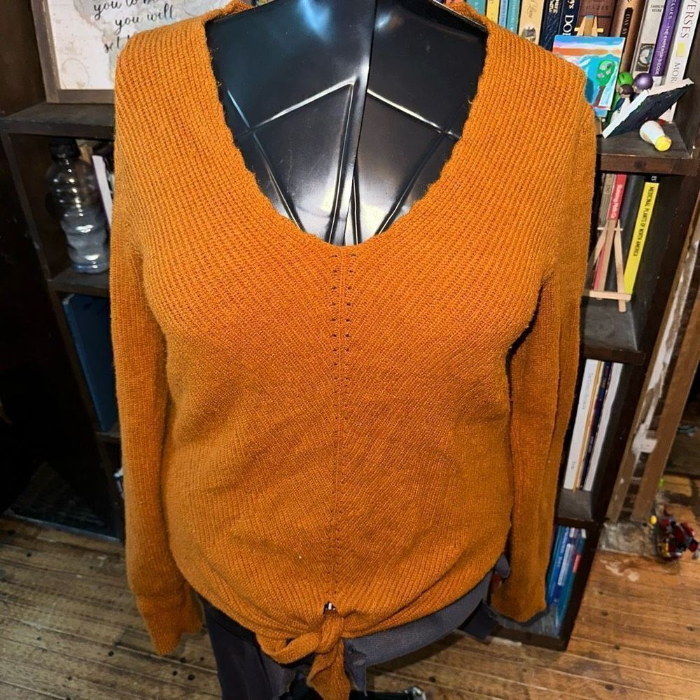Moth Anthropologie S orange cozy pullover sweater